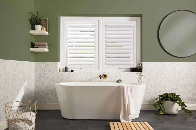 Perfect Fit Shutters Lite Cotton White Bath Open Web